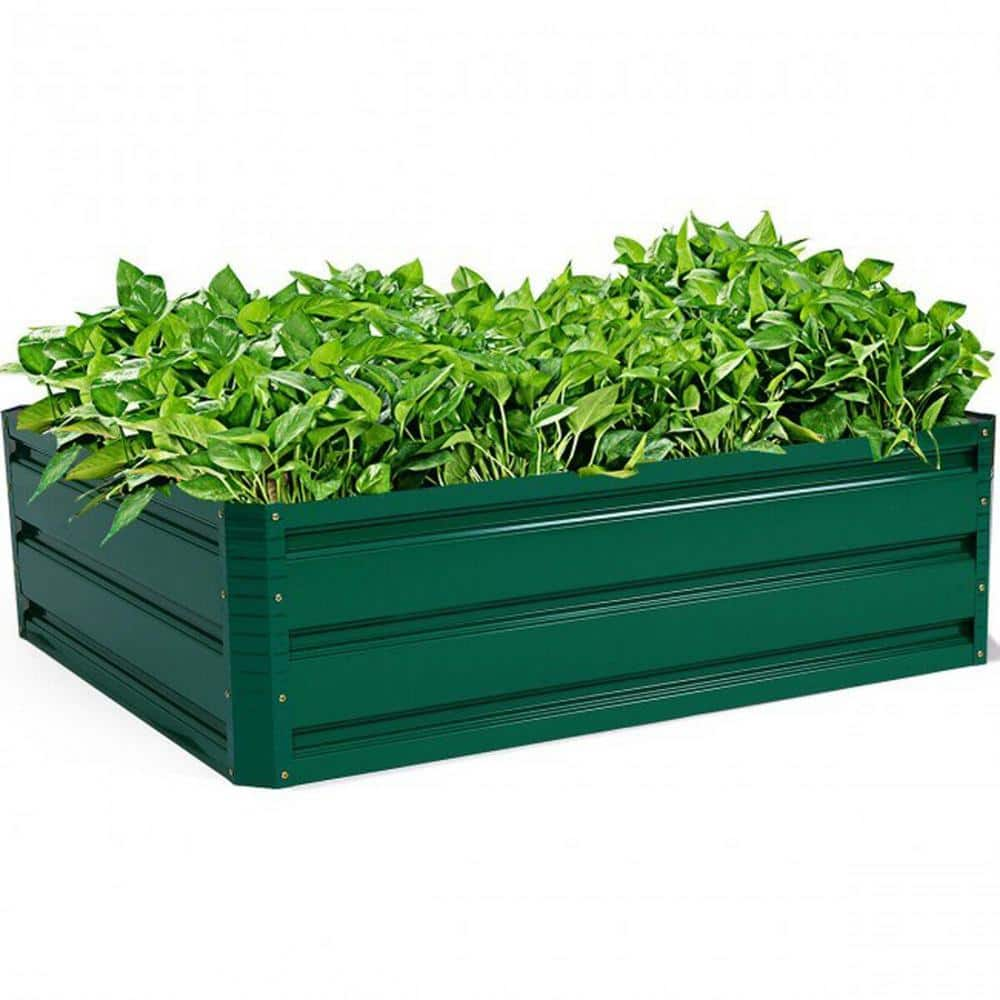 Zeus and Ruta 32 in. x 12 in. Patio Raised Dark green Garden Bed for Vegetable Flower Planting wq-271