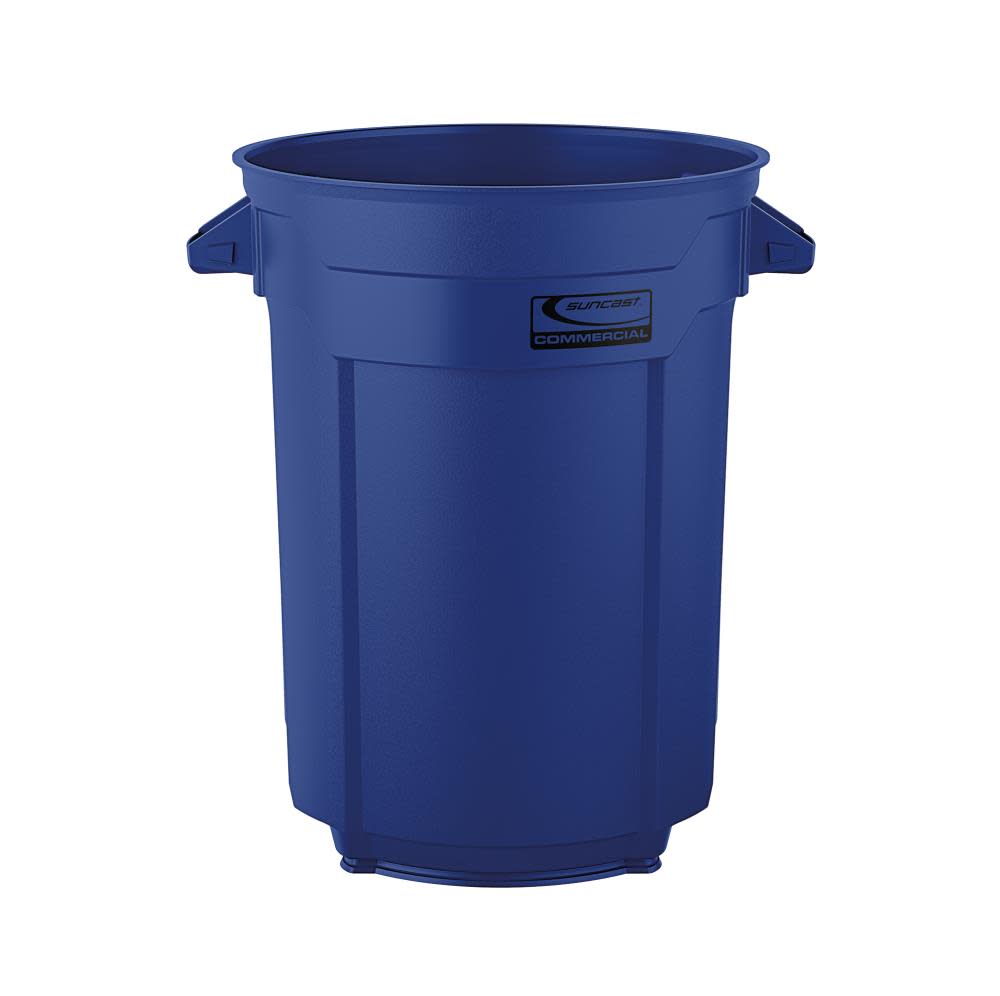 Plastic Utility Trash Can ; 55 Gallon， Blue