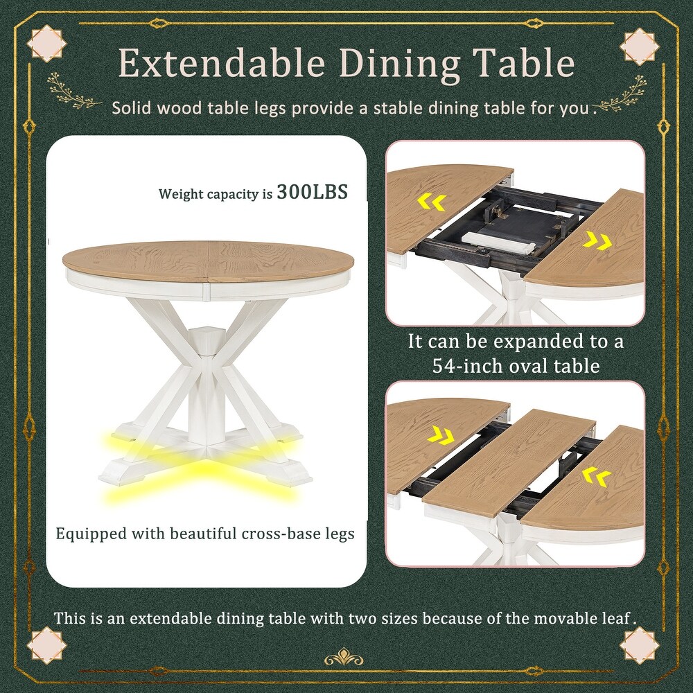 5 Pieces Dining Table Set Extendable 54\