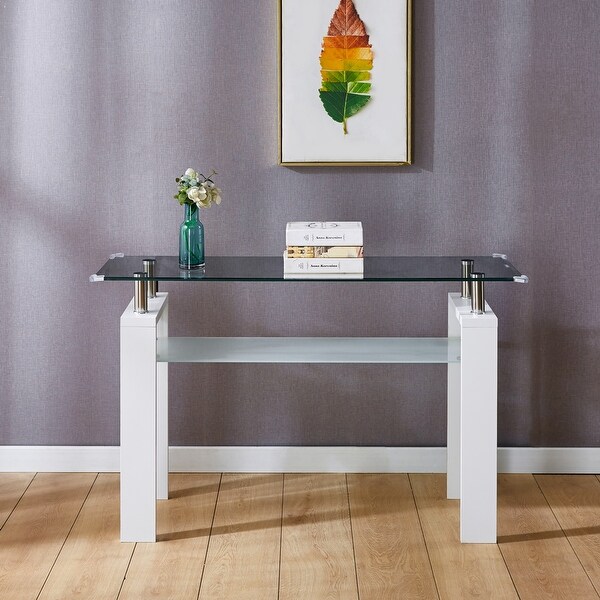 MDF Console Table， Tempered Glass Top