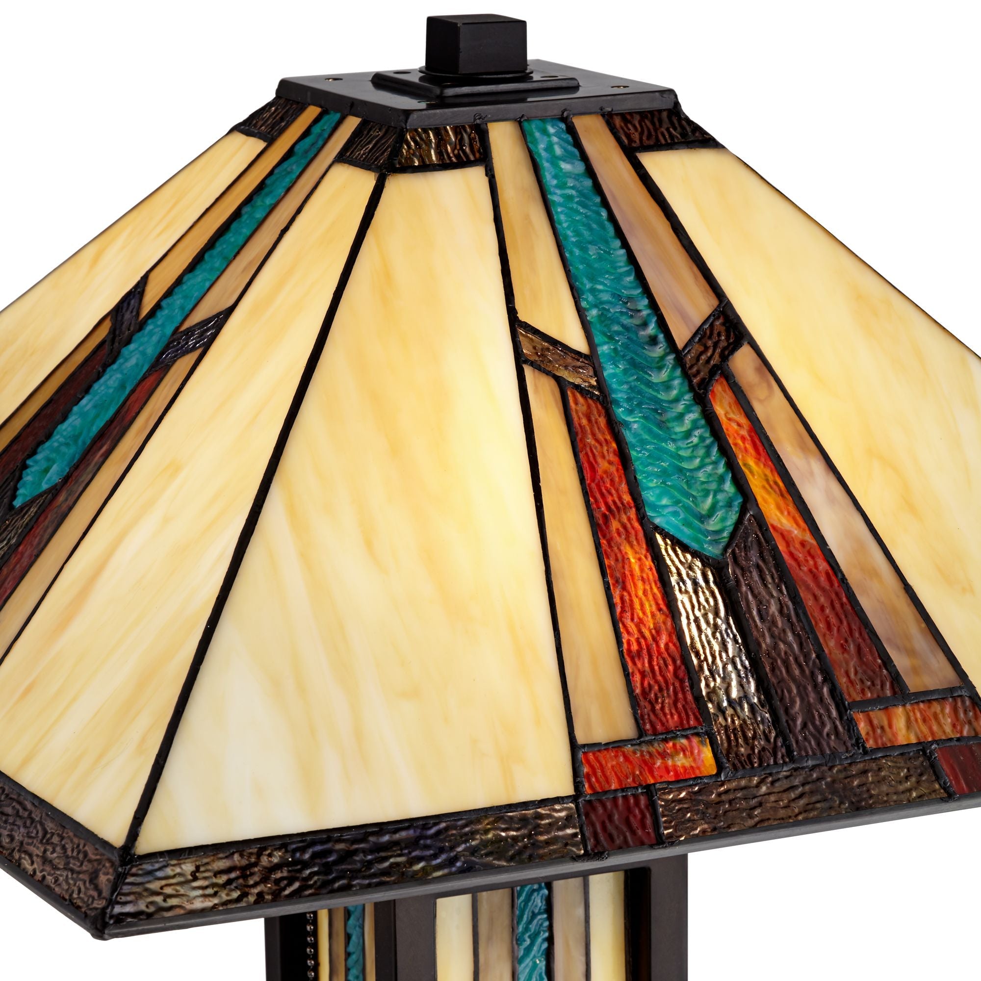 Robert Louis Tiffany Mission Floor Lamp with Nightlight LED 59.5" Tall Bronze Stained Art Glass Shade for Living Room Reading Bedroom Office