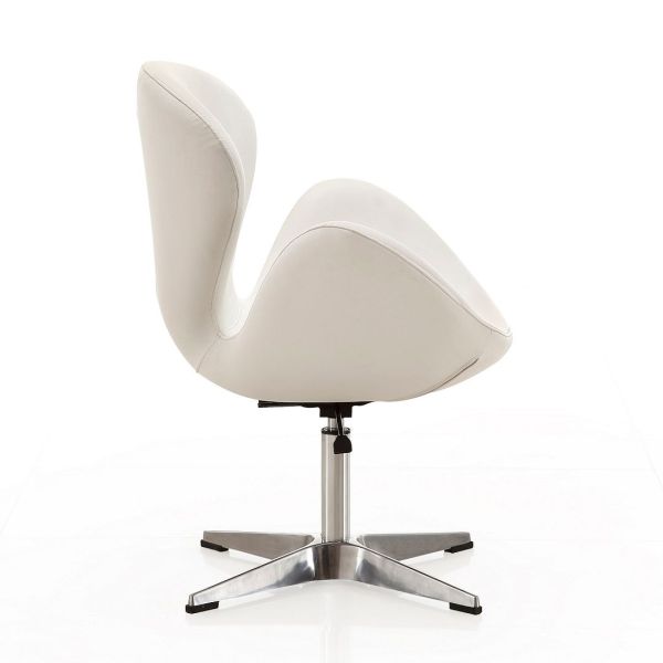 Raspberry Faux Leather Adjustable Swivel Chair in White and Polished Chrome (Set of 2)