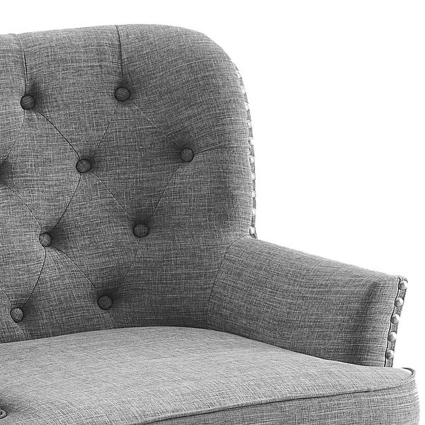 Moser Bay Mignon 30'' Wide Tufted Wingback Accent Chair with Ottoman， Velvet or Linen