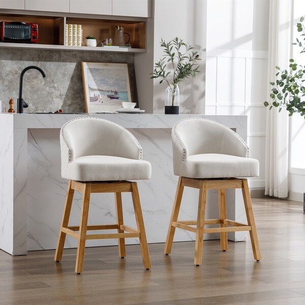 360 Degree Swivel Counter Height Bar Stools with Footrest Set of 2