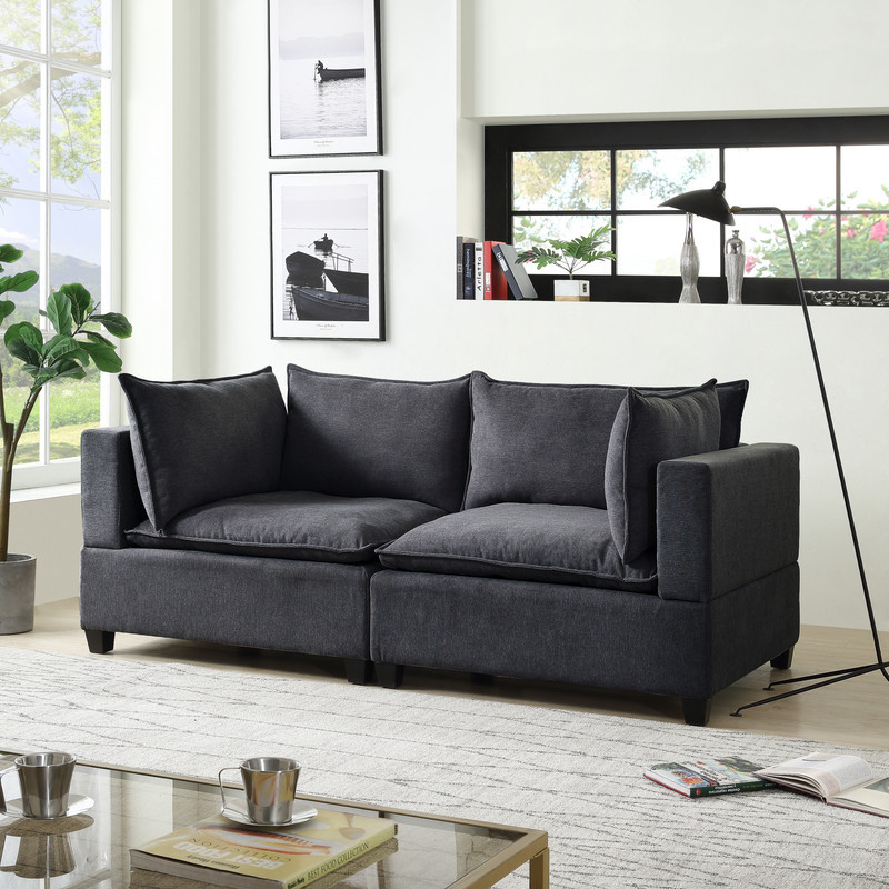 Lilola Home Madison Dark Gray Fabric Loveseat   Modern   Loveseats   by PARMA HOME  Houzz