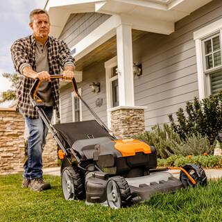 Worx Power Share Nitro 40V Cordless 20in. 4Ah Push Mower wMulching Side Discharge Brushless (Batteries  Charger Included) WG751.3