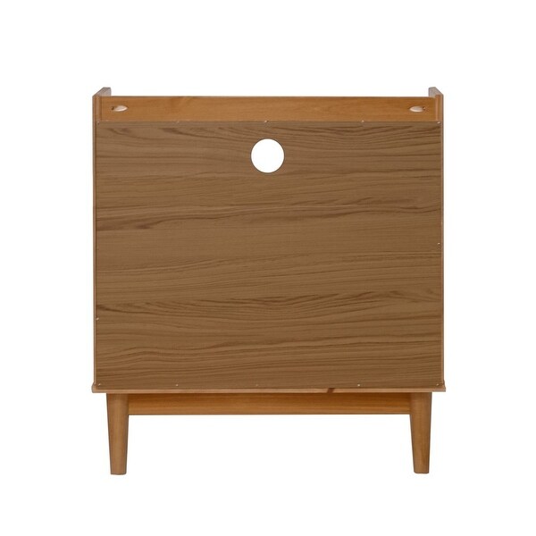 Mid-Century Modern 2-Drawer Wood Nightstand， Solid White - - 38045501