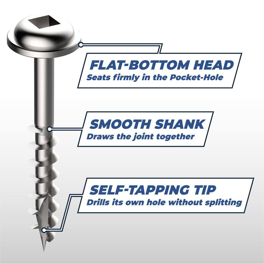 Kreg 2-12 in. Coarse Zinc-Plated Steel Square-Head Pocket Screw (50-Pack) SML-C250-50