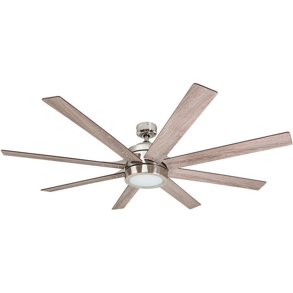 Honeywell Xerxes Brushed Nickel LED Remote Control Ceiling Fan， 8 Blade， Integrated Light - 62-inch Shopping - The Best Deals on Ceiling Fans | 31036785