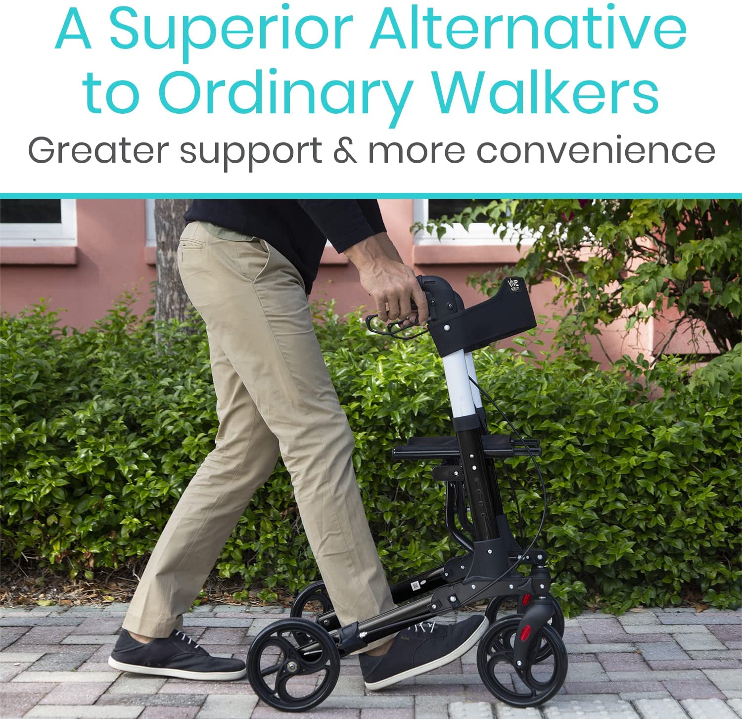 Vive Health Walker Rollator - Lightweight Foldable Walking Transport