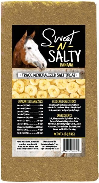 Kalmbach Feeds Sweet N Salty Banana Flavored Horse Salt Treat， 4-lb brick