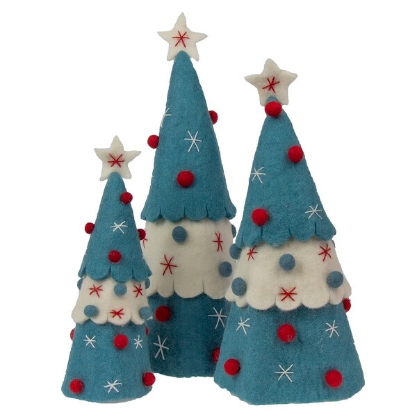 Handmade Felt Christmas Tree Topper or Tabletop Decor，Set of 3 Red