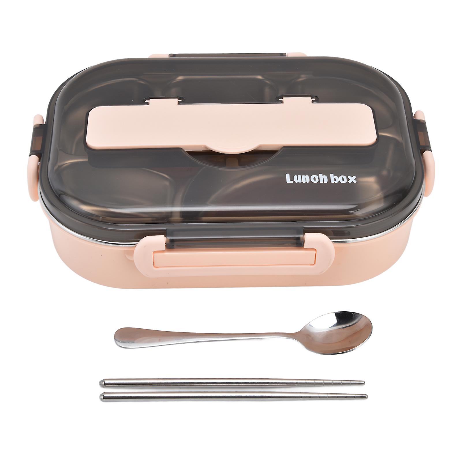 1.3l Thermal Lunch Box Stainless Steel 5 Compartments Lunchbox With Chopsticks Spoon For School Picnicpink