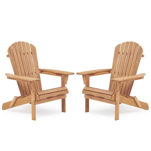 2 Piece Wooden Folding Adirondack Chair，For Outdoor - Overstock - 37594472