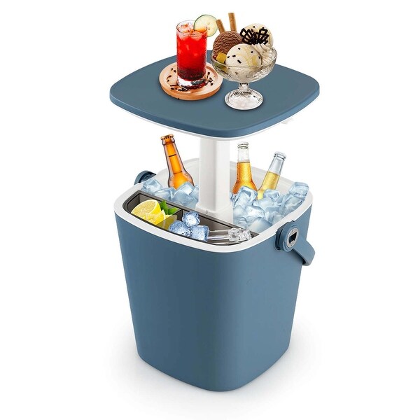 Costway 4 Gallon Portable Cooler Bar Table with Handle Bottle Opener and