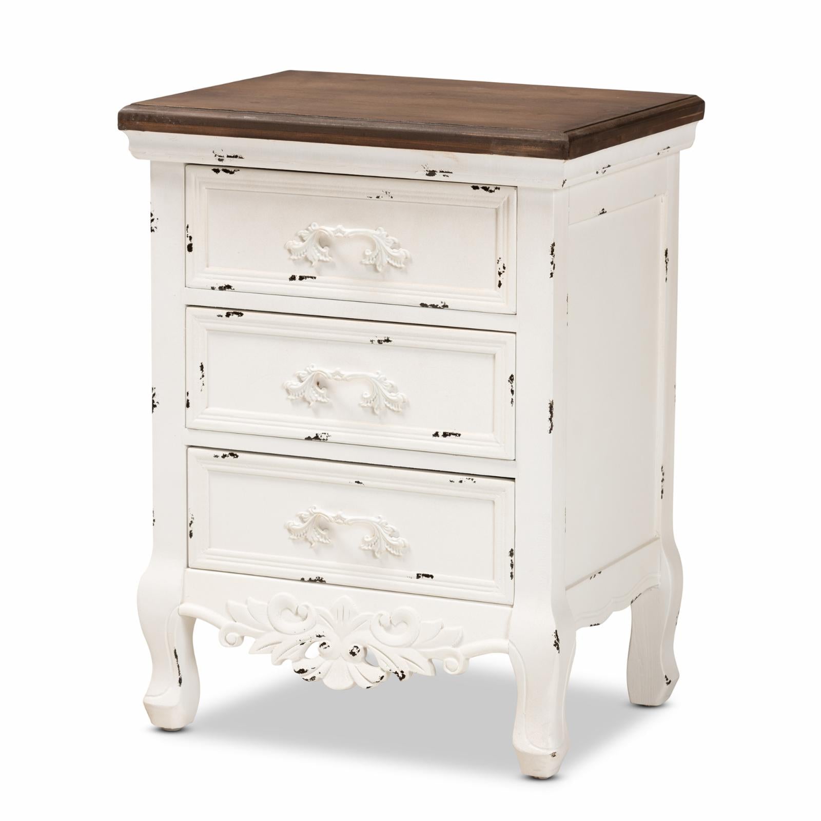 Baxton Studio Levron 3-Drawer Nightstand