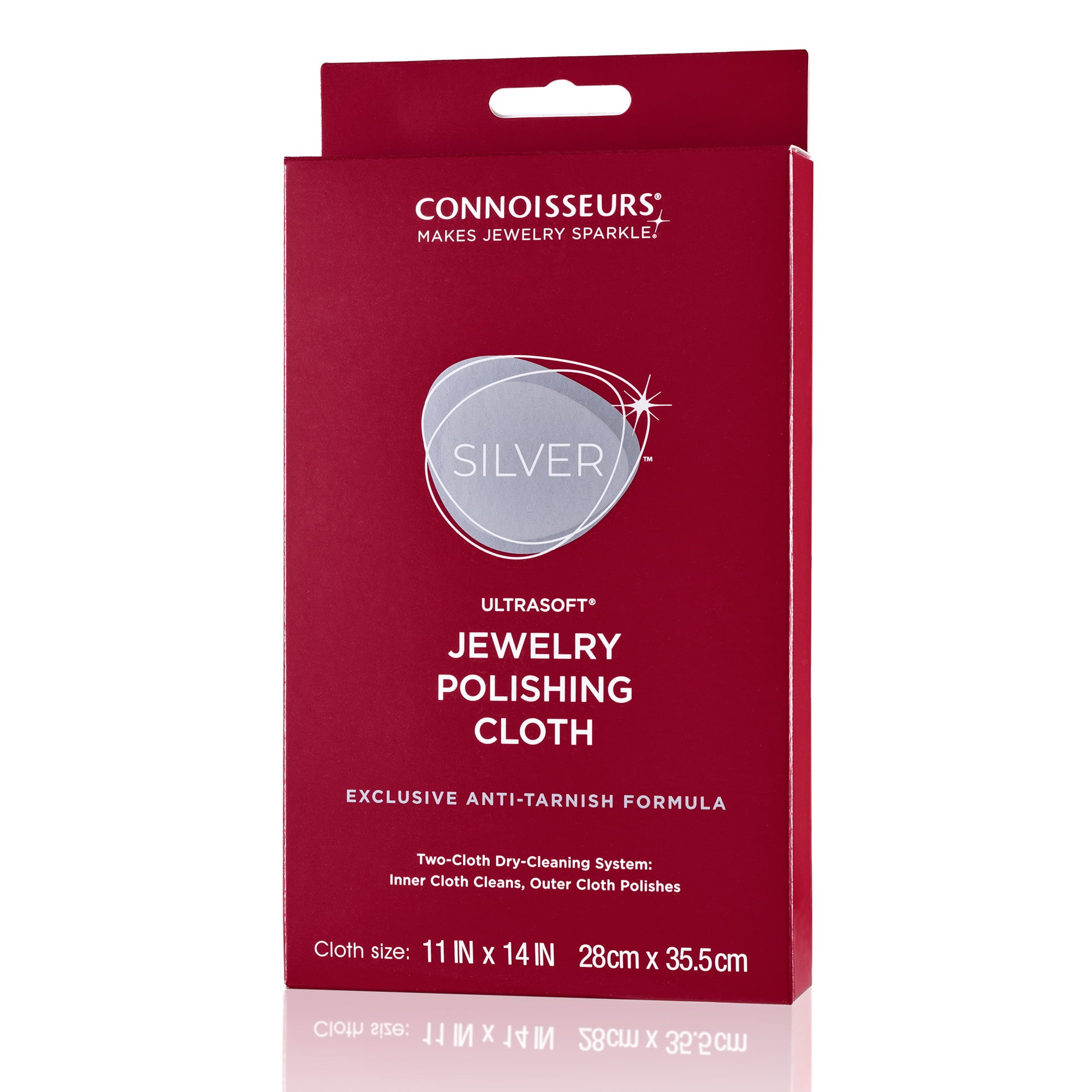 Connoisseurs Silver Jewelry Polishing Cloth Cleans and Polishes All Silver Jewelry