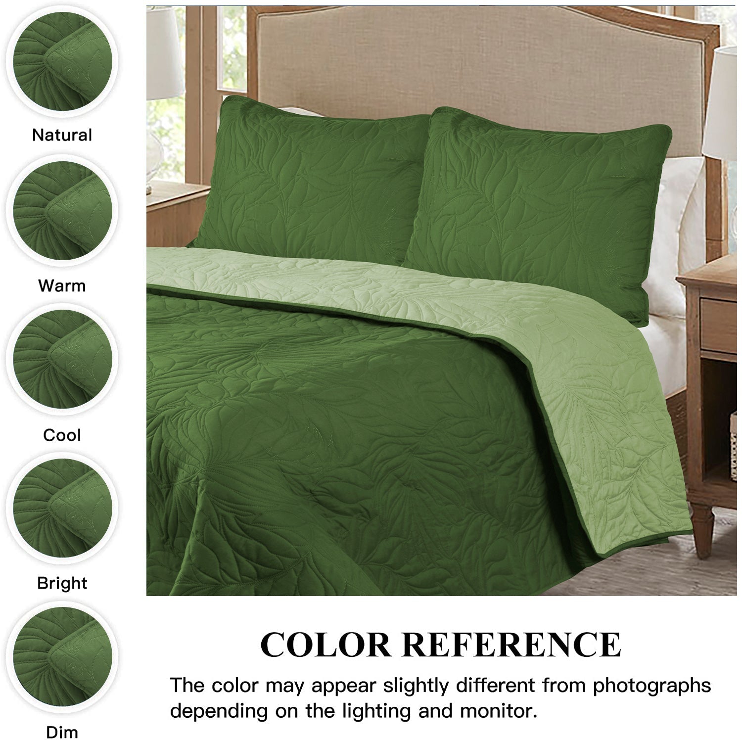 3 Piece Oversized Ultrasonic Embossed Bedspread Set with Botanical Pattern-Sophia