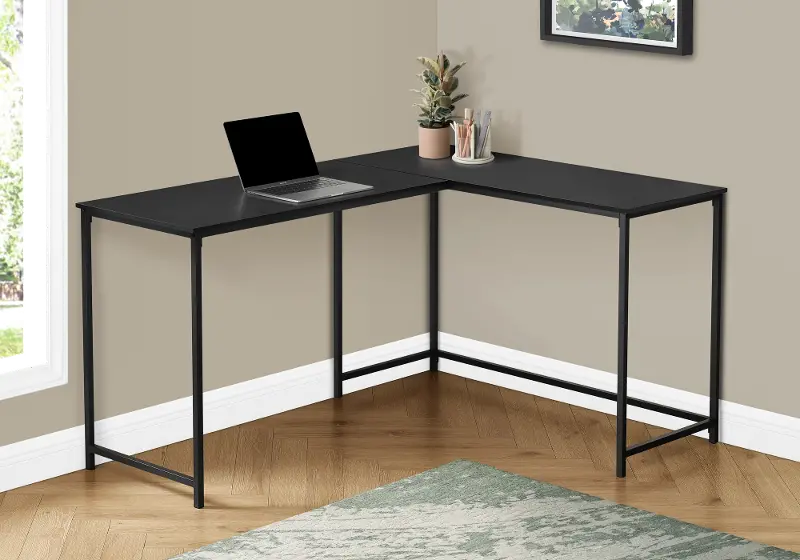 Lindzee Black L-Shaped Desk