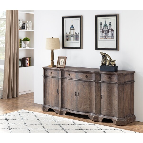 Somette Shasta Grey Rub Four Door Four Drawer Credenza