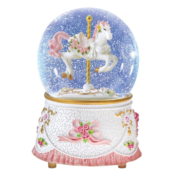 Collections Etc Intricate Musical Carousel Pony Waterglobe 4 5 X 4 5 X 6