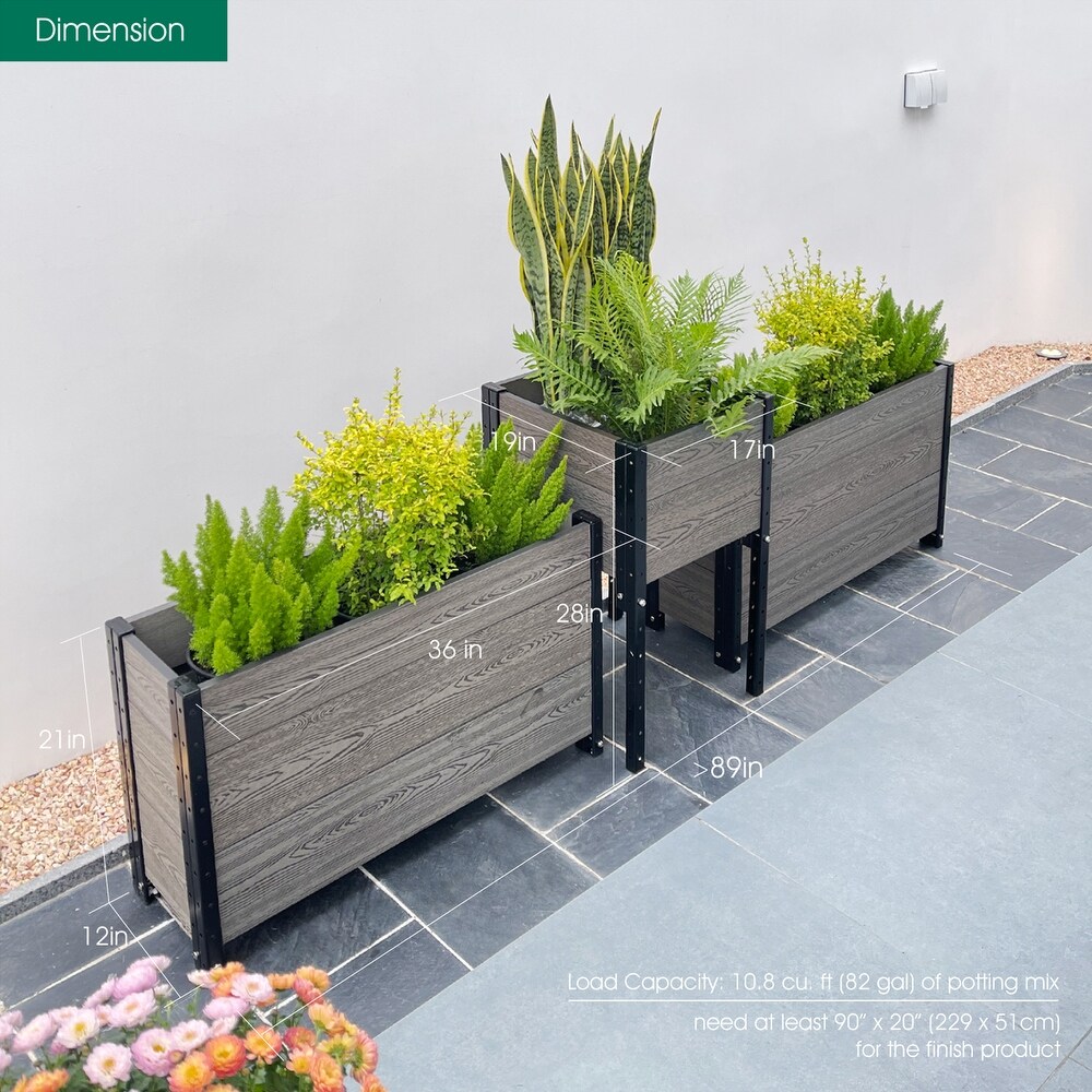 Corner and 2 Trough Planter Bundle Grey