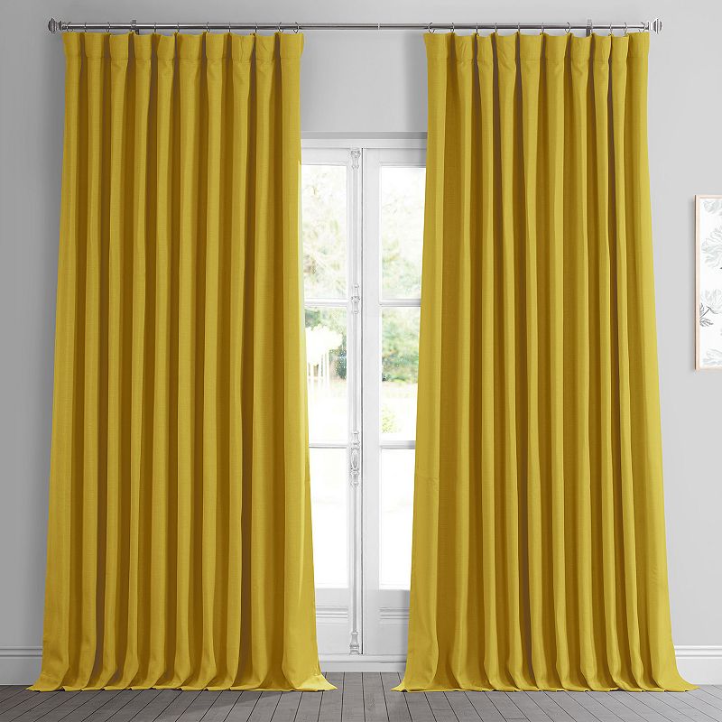 EFF Faux Linen Extra Wide Blackout Window Curtain