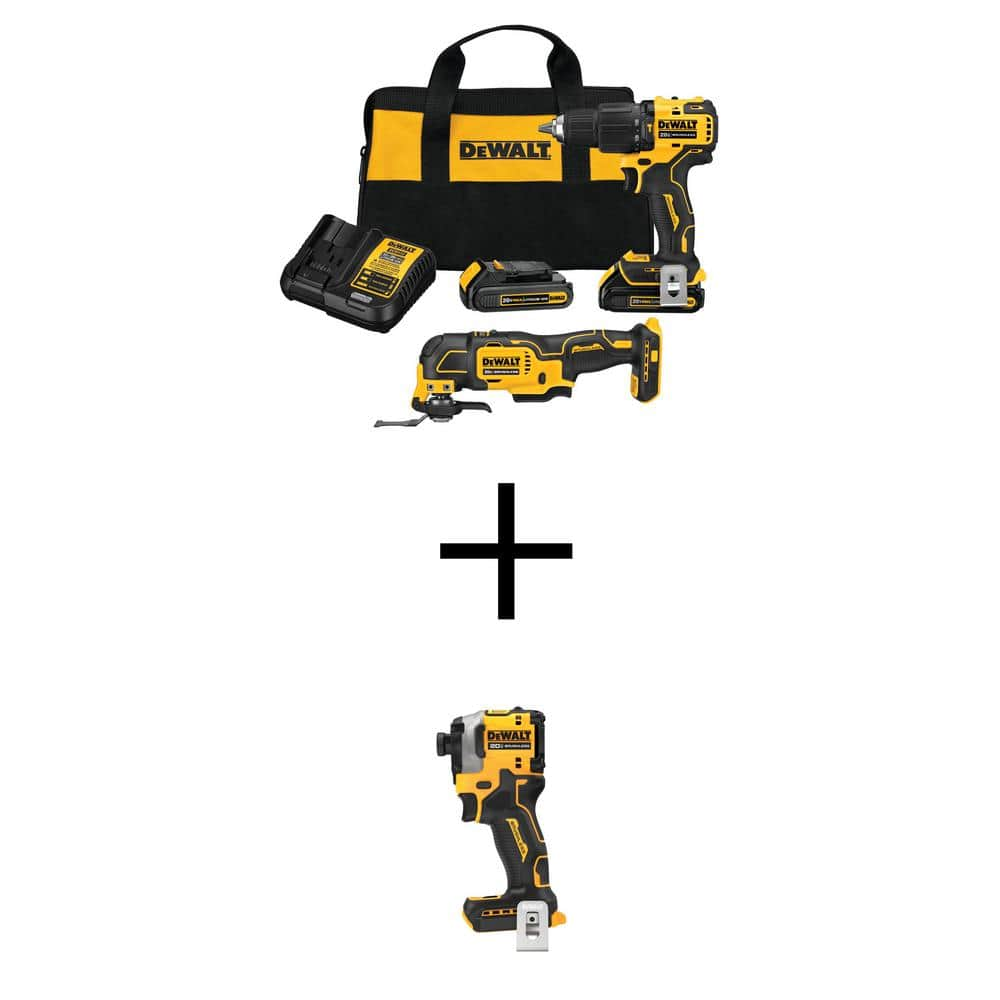 DEWALT ATOMIC 20V MAX Lithium-Ion Cordless Brushless 2 Tool Combo Kit with ATOMIC 20V Compact 1/4 in. Impact Driver DCK224C2WDCF850