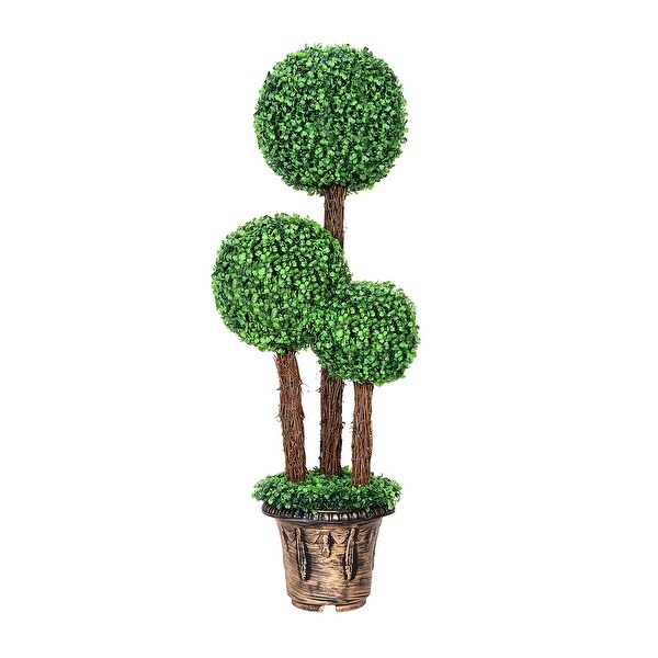 Artificial Topiary Triple Ball Tree Garden Decor