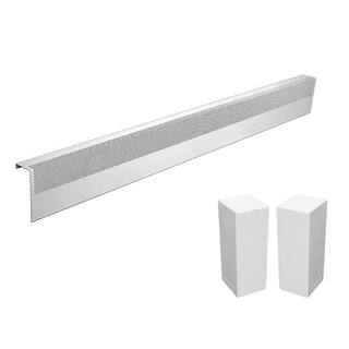 Baseboarders Basic Series 6 ft. Galvanized Steel Easy Slip-On Baseboard Heater Cover Left and Right Endcaps [1] Cover [2] Endcaps BC001-72-EC004 SET-WHT