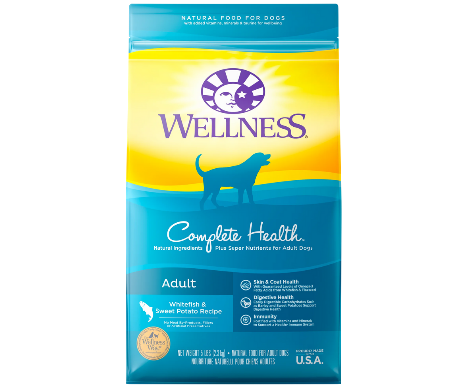 Wellness Complete Health - All Breeds， Adult Dog Whitefish and Sweet Pot