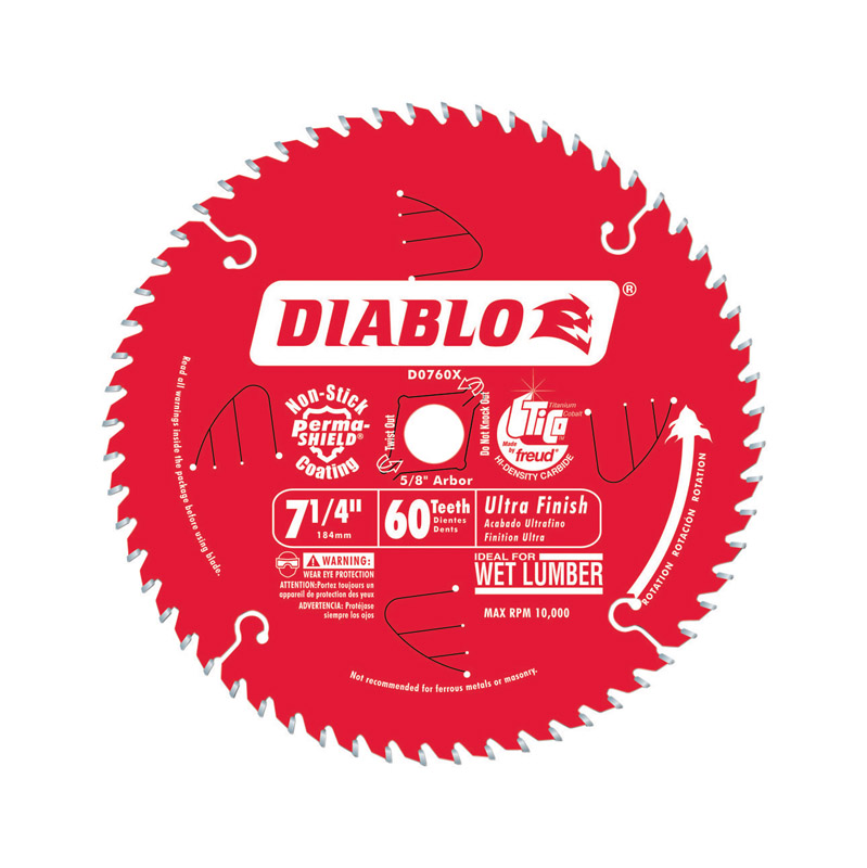 Diablo 7-1/4 in. D X 5/8 in. Carbide Tip Titanium Circular Saw Blade 60 teeth 1 pc