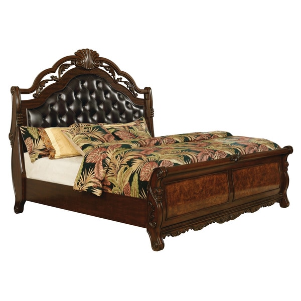 Coaster Furniture Exeter Dark Burl 4-piece Tufted Sleigh Bedroom Set - - 29141590