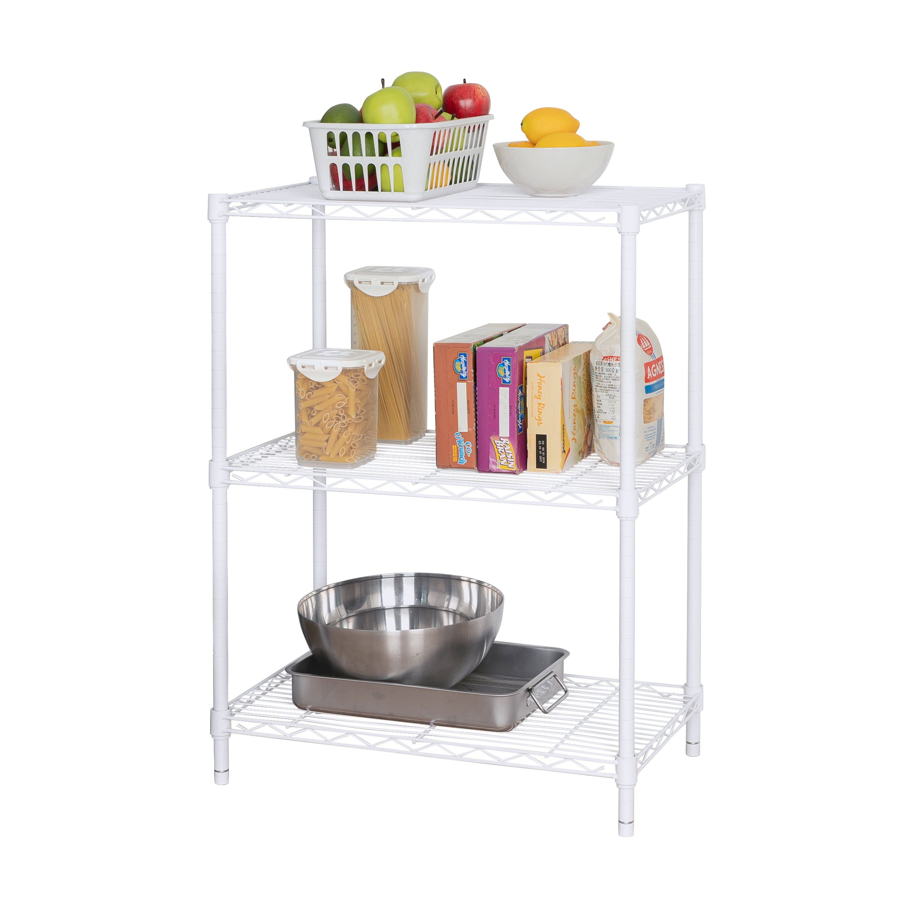 Hyper Tough 3-Tier Multipurpose Wire Shelving Rack, White Color, 750lbs Load Capacity