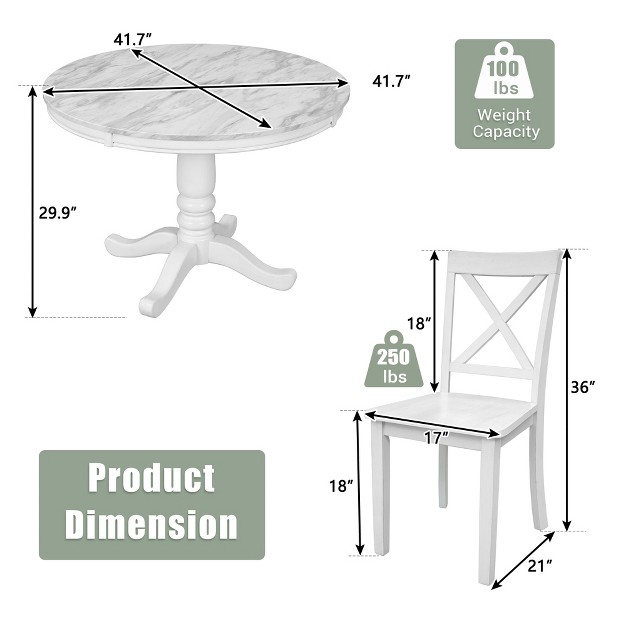 5 piece Solid Wood Dining Table And Chairs Set White Modernluxe