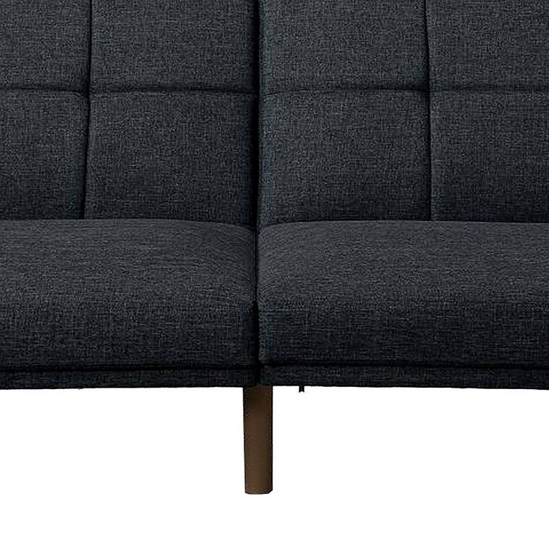 Fabric Adjustable Sofa with Square Tufted Back， Dark Gray