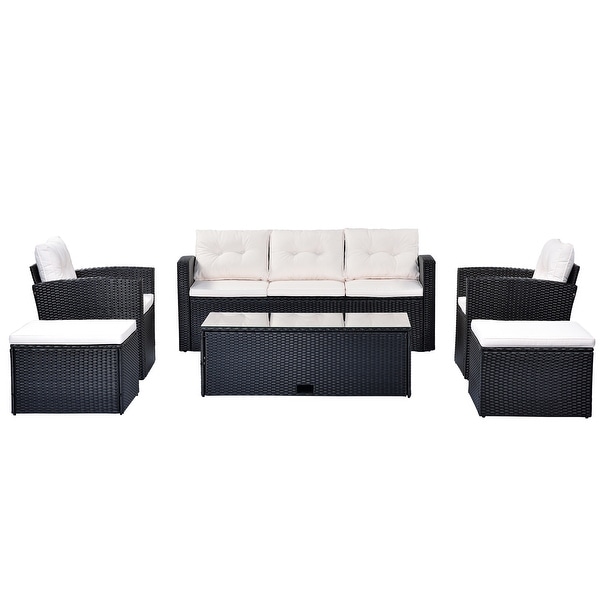 6piece AllWeather Wicker PE rattan Patio Outdoor Dining Conversation Sectional Set with coffee table