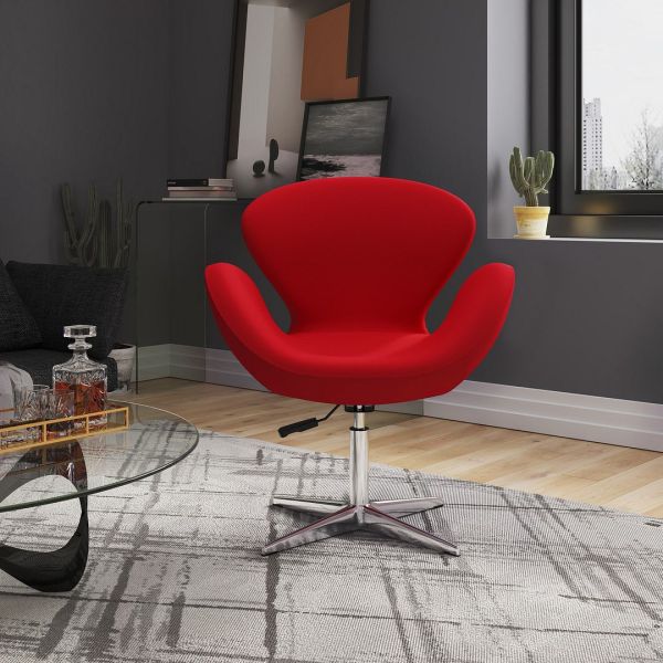 Raspberry Adjustable Swivel Chair in Red and Polished Chrome