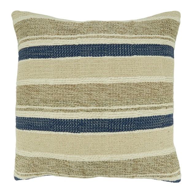 Oversize Striped Design Square Throw Pillow Cover Navy Blue Saro Lifestyle