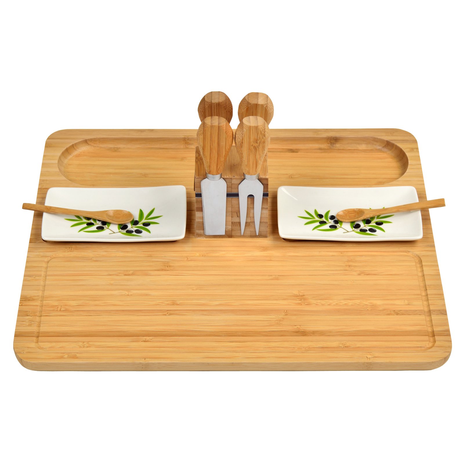 Picnic at Ascot Sherborne Bamboo Cheese Board Set with Dishes and Tools