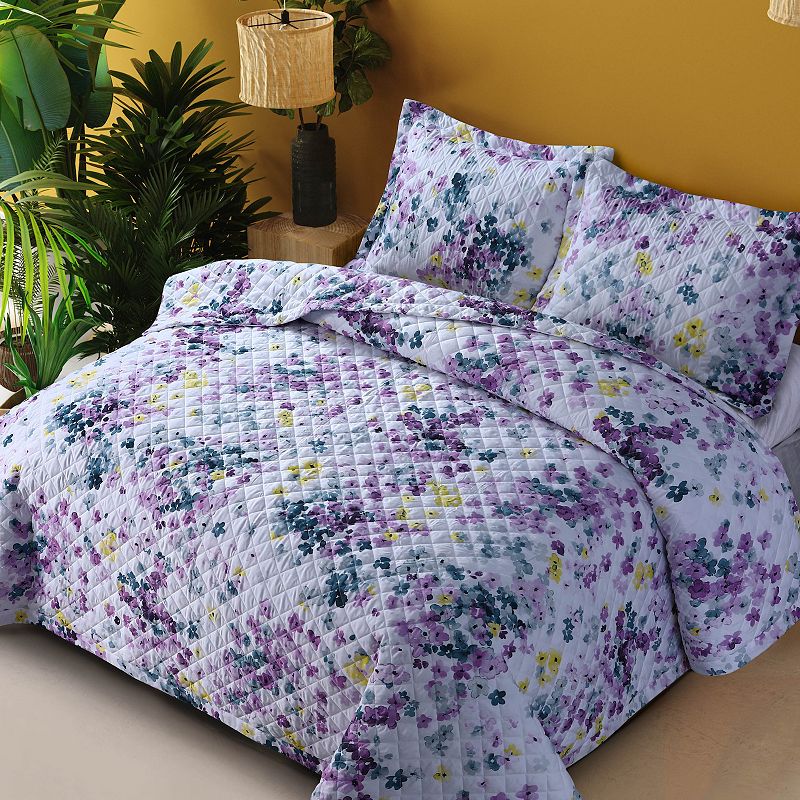 Azores Home Juliette Printed Oversized Quilt Set with Shams