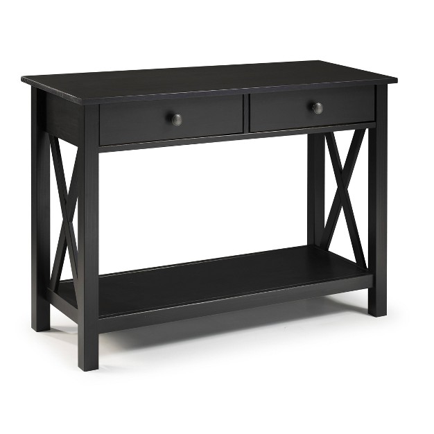 Davis Transitional Solid Wood Console Buffett Table 1 Drawer Black Linon