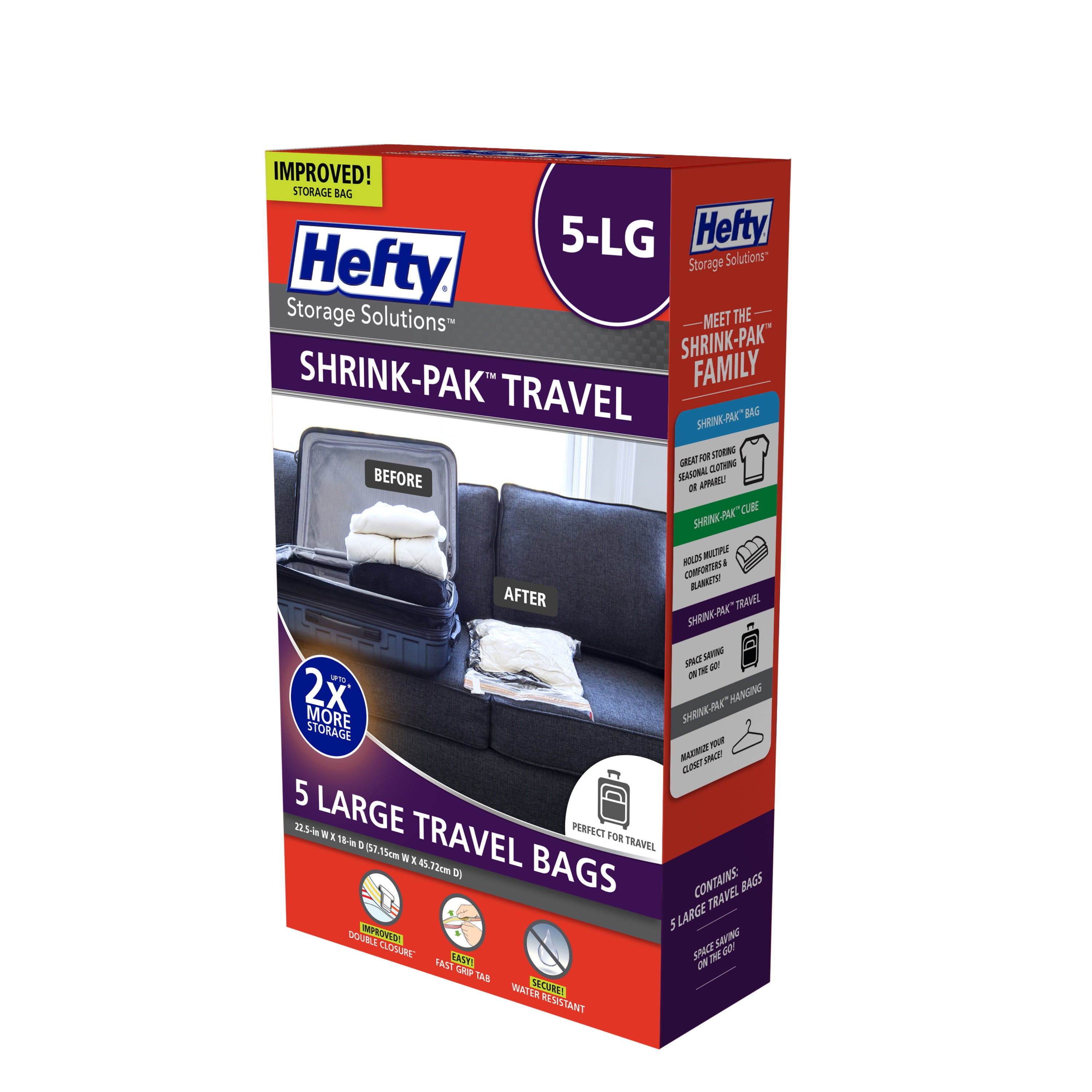 Hefty SHRINK-PAK 5 Large Travel Bags