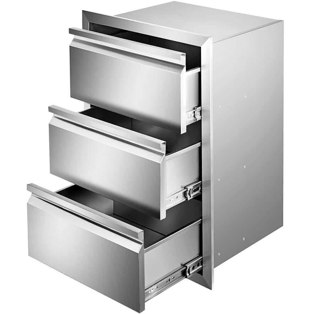 VEVOR 14.7 in. W x 25.4 in. H x 18.7 in. D Outdoor Kitchen Drawers Stainless Steel Box Frame Flush Mount BBQ Access Drawers CTG19.6X26.600001V0