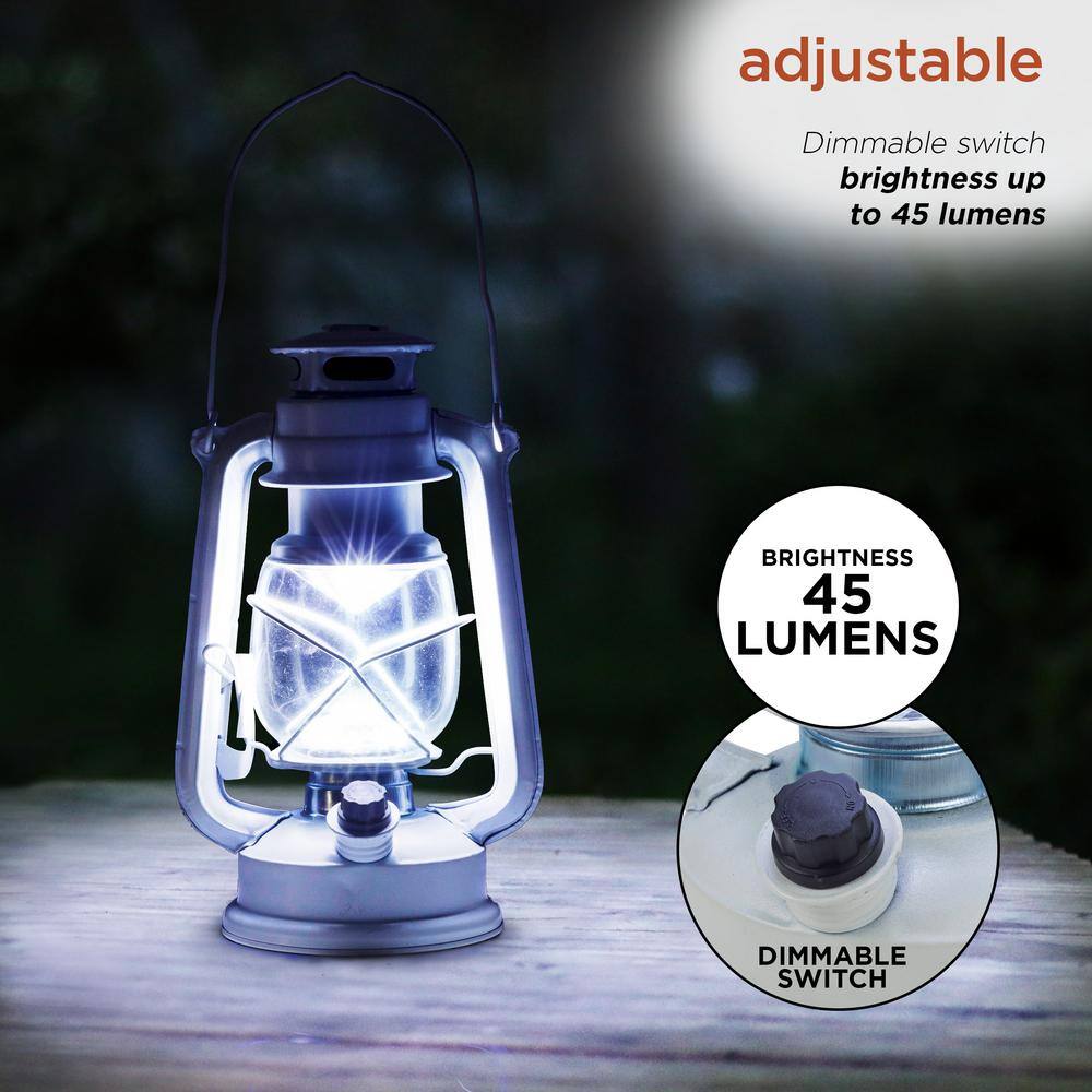 Alpine Corporation Indoor/Outdoor Hurricane Lantern with Cool White LED Lights and Timer BST124WT