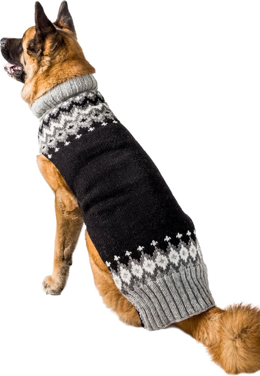 Chilly Dog Ski Wool Dog Sweater， Black