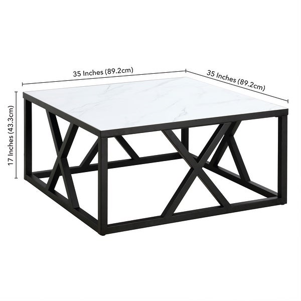 Jedrek 35'' Wide Square Coffee Table with Faux Marble Top