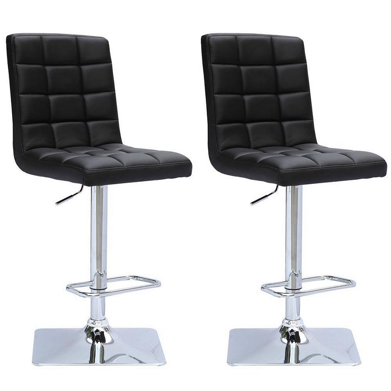 CorLiving Adjustable Barstool Bonded Leather， set of 2