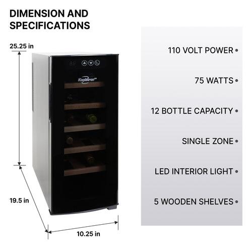 Koolatron WC1235D 11 Inch Black Wine Cooler