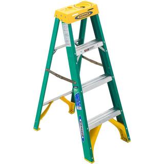 Werner 4 ft. Fiberglass Step Ladder with Yellow Top 225 lb. Load Capacity Type II Duty Rating 5904